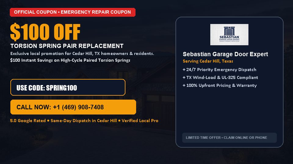 Sebastian Garage Door Expert $100 OFF Dual Torsion Spring Replacement